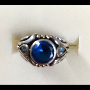 Blue sapphire sterling & 14KYG accent ring 6.25